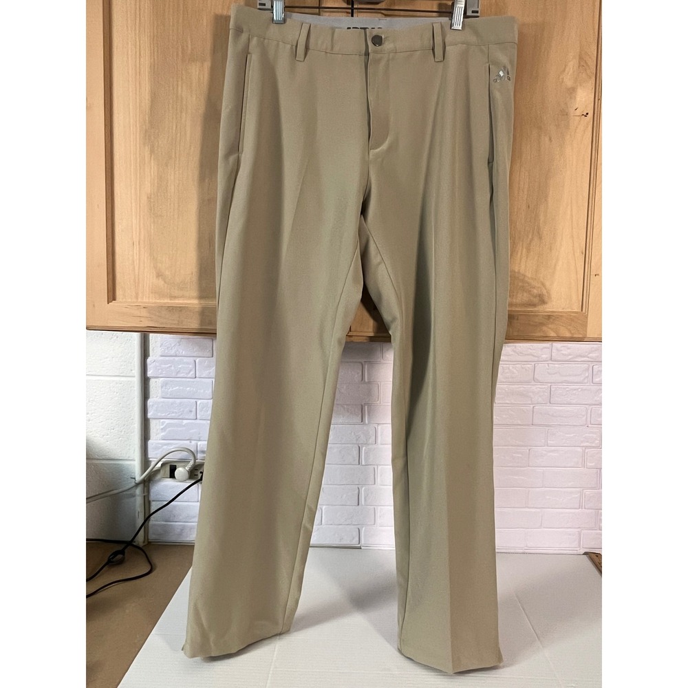 Adidas‎ Golf Pants Mens 35x32 Tan Performance Flat Front Trousers